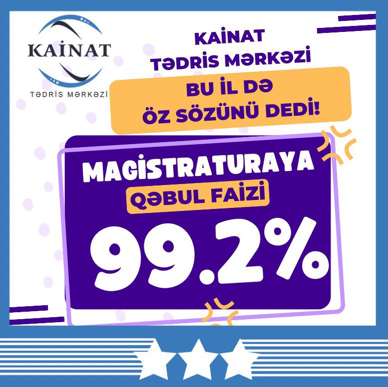 MAGİSTRATURAYA QƏBUL FAİZİ - 99.2%.