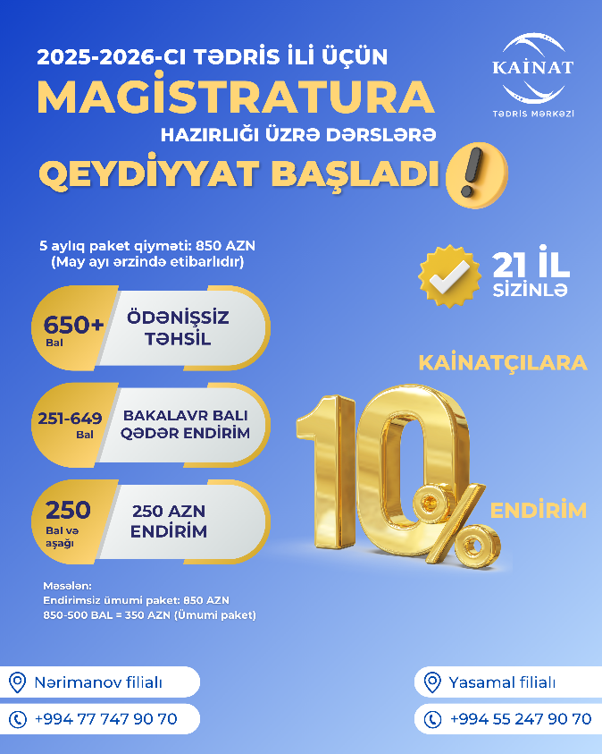 MAGİSTR HƏDƏFİNƏ BİZİMLƏ ÇAT! 