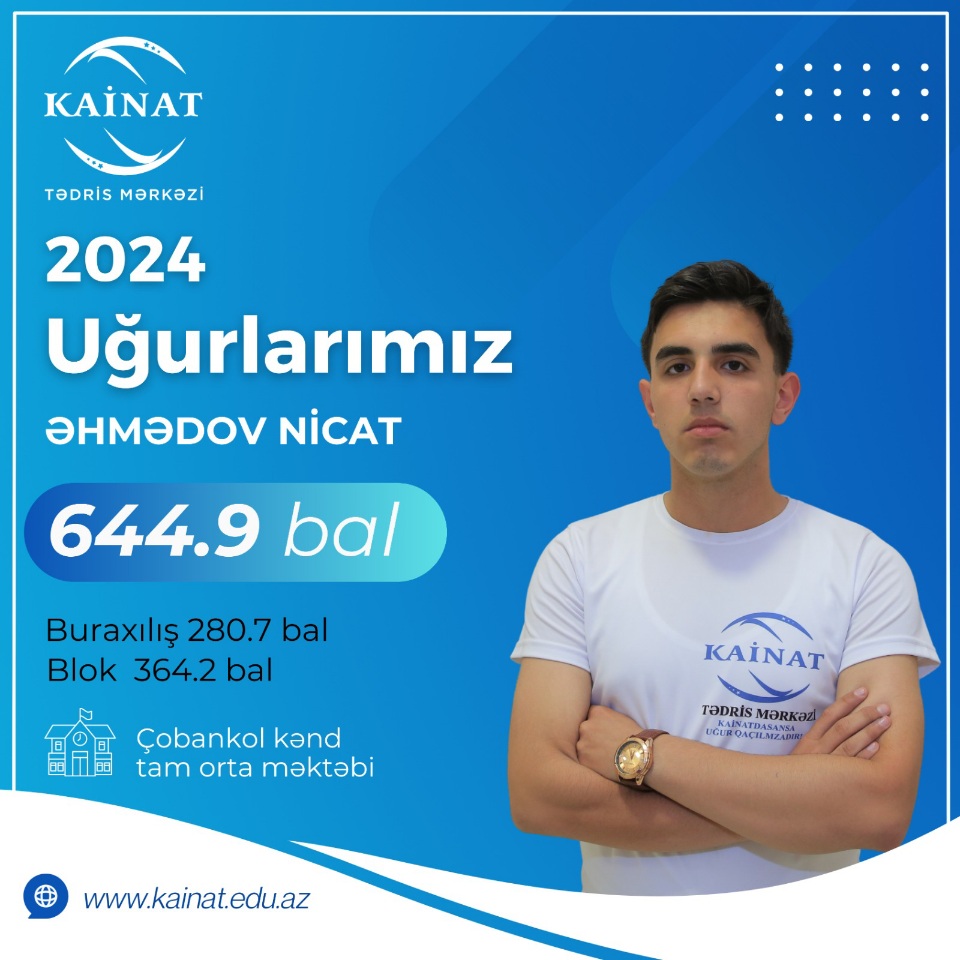 2023 - 2024 - cü il üçün keçirilən QƏBUL imtahanında yüksək nəticə göstərən Kainatçılar!