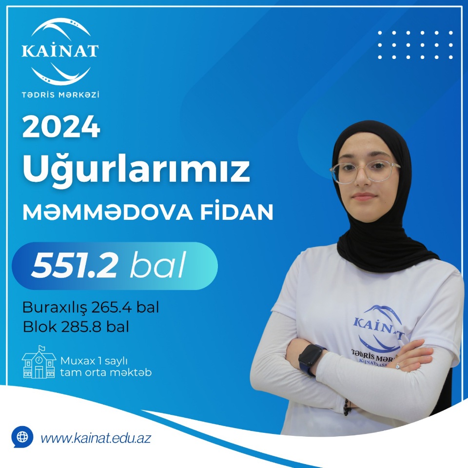 2023 - 2024 - cü il üçün keçirilən QƏBUL imtahanında yüksək nəticə göstərən Kainatçılar!