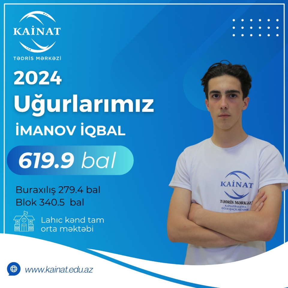 2023 - 2024 - cü il üçün keçirilən QƏBUL imtahanında yüksək nəticə göstərən Kainatçılar!