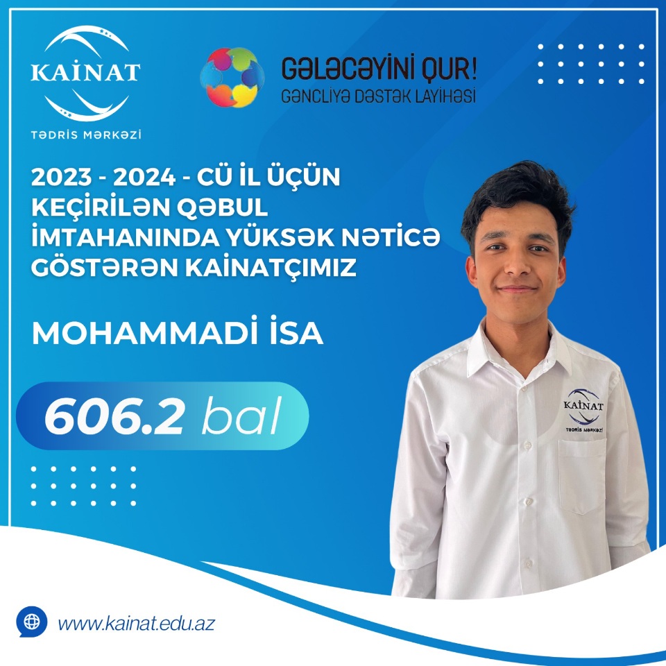 2023 - 2024 - cü il üçün keçirilən QƏBUL imtahanında yüksək nəticə göstərən Kainatçılar!