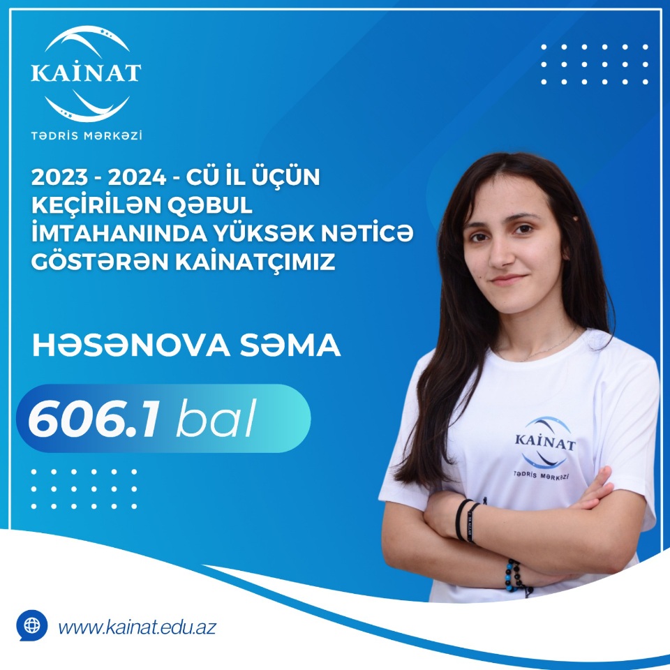 2023 - 2024 - cü il üçün keçirilən QƏBUL imtahanında yüksək nəticə göstərən Kainatçılar!