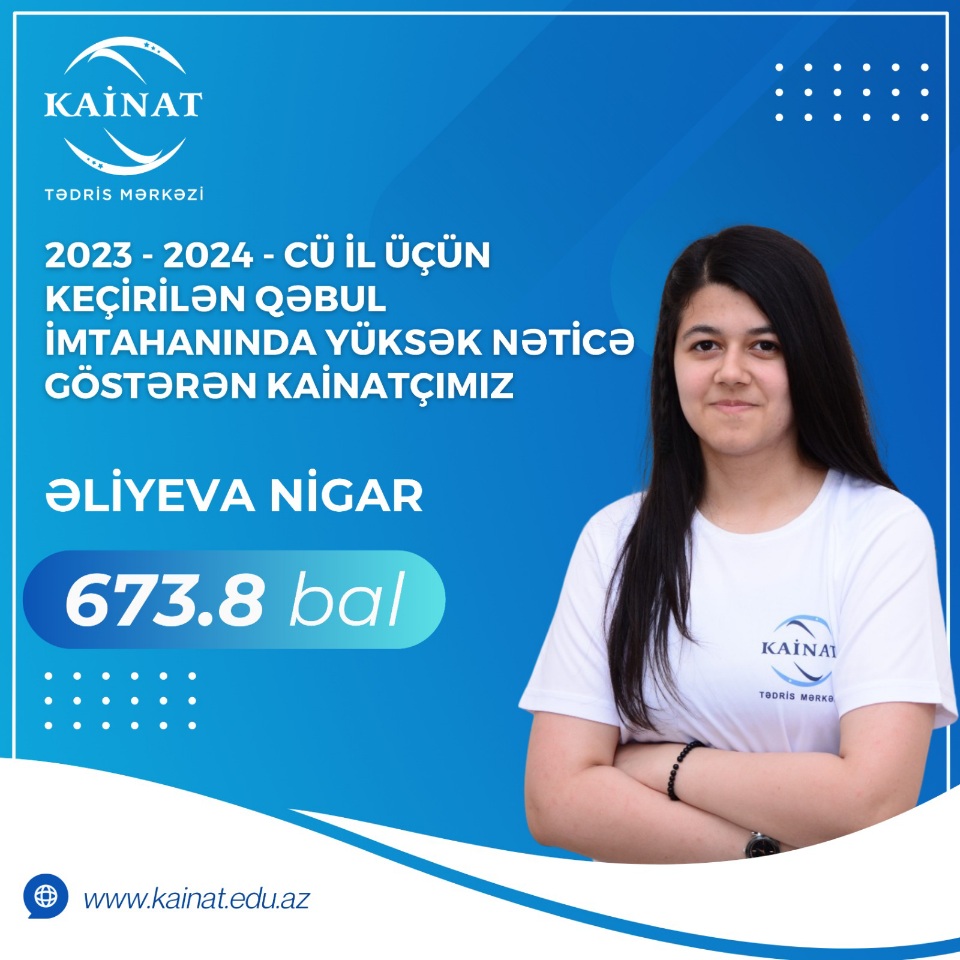 2023 - 2024 - cü il üçün keçirilən QƏBUL imtahanında yüksək nəticə göstərən Kainatçılar!