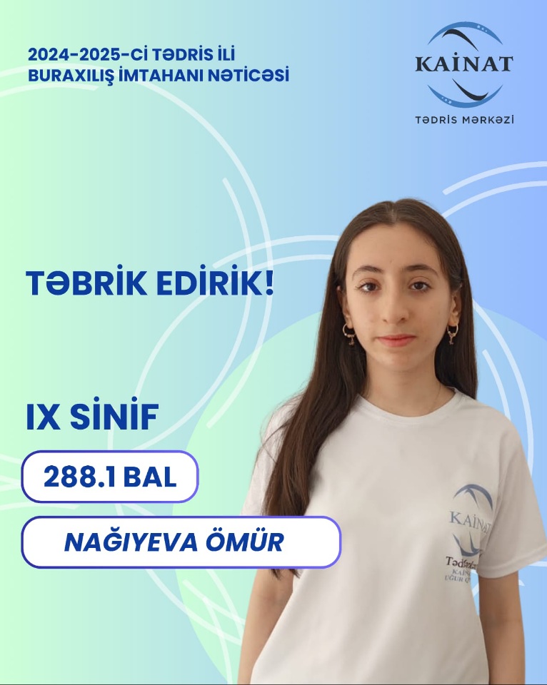 2024 - 2025 - ci il üçün keçirilən IX sinif, buraxılış imtahanında yüksək nəticə göstərən Kainatçılar!