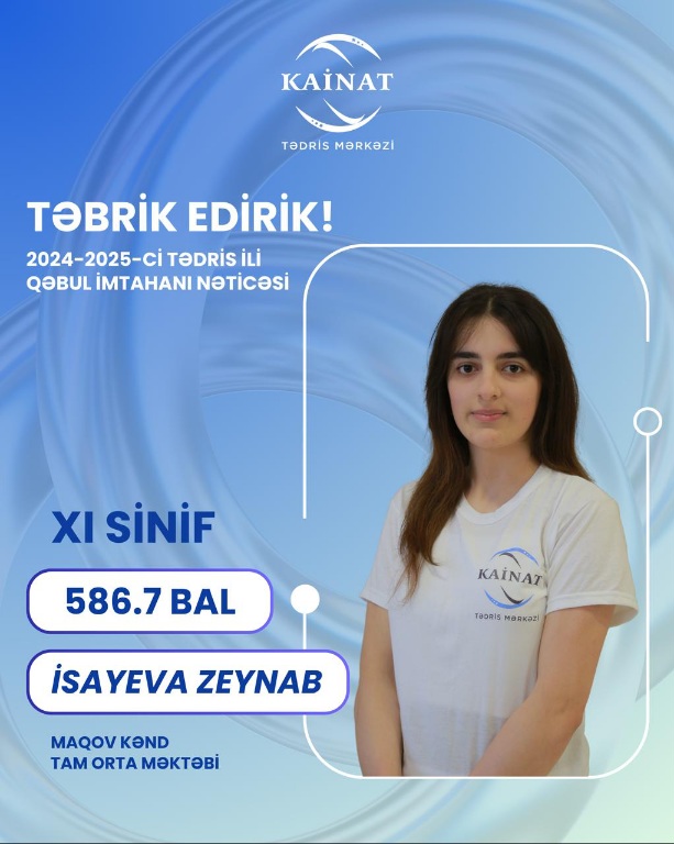 2024 - 2025 - ci il üçün keçirilən QƏBUL imtahanında yüksək nəticə göstərən Kainatçılar!